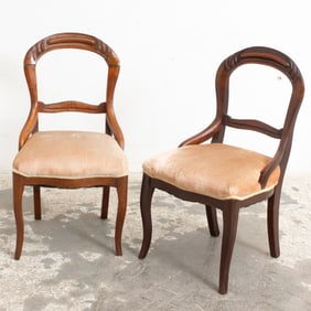 Pair of American Rococo Revival Mahogany Side Chairs