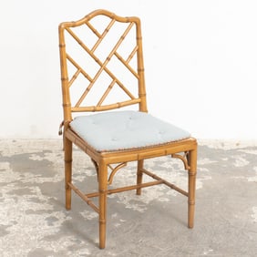 Faux Bamboo Fruitwood Side Chair