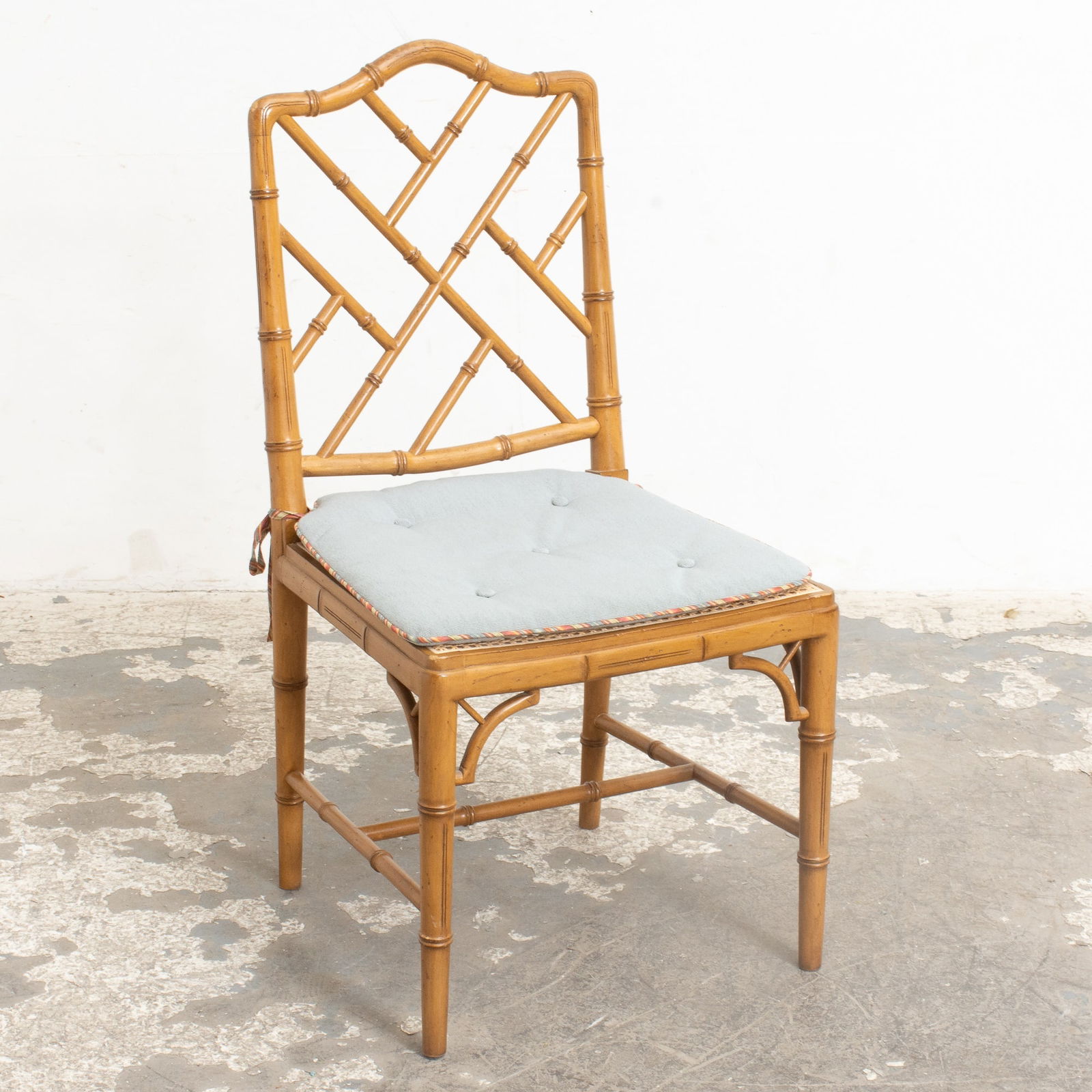 Faux Bamboo Fruitwood Side Chair (1 of 6)