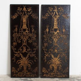 Pair of Gilt Decorated Lacquer Panels