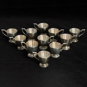 Set of Eleven Sterling Silver Demitasse Cup Holders