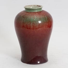 Asian Red Glazed Ceramic Vase
