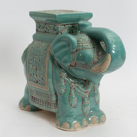 Ceramic Elephant Form Garden Seat