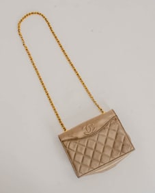 Chanel Taupe Lambskin Leather Quilted Bag