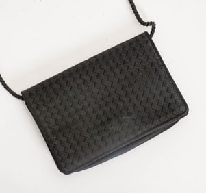 Bottega Veneta Black Satin Woven Bag