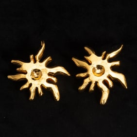Pair of Christian Lacroix Gilt Metal Earrings
