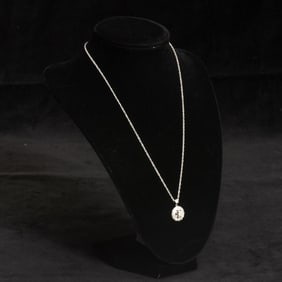 White Gold and Diamond Pendant with Chain Necklace