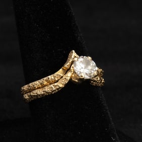 Gold and Diamond Ring and Guard Ring