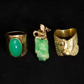 Group of Gold and Jade Jewelry