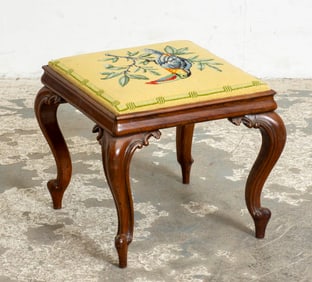Needlepoint Mahogany Stool
