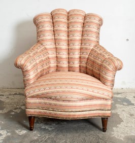 Upholstered Scallop Back Armchair