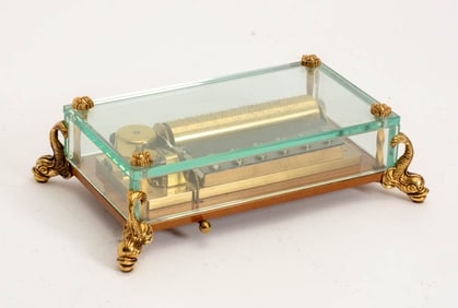 Swiss Gilt-Bronze Mounted Glass Music Box