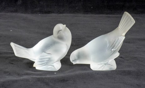 Pair of Lalique Glass Figures of Birds