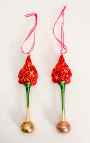 Pair of Smith & Hawken Amaryllis Glass Tree Ornaments