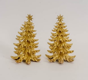Pair of Gilt Christmas Tree Form Figures