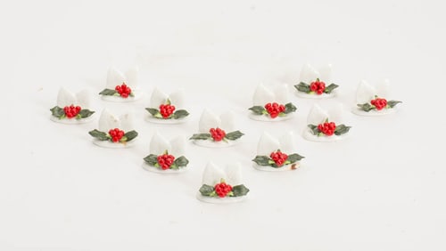 Set of Twelve Coalport Porcelain Holly Placement Holders