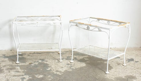 Pair of White Painted Metal End Tables Bases
