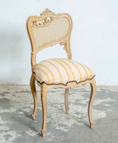 Victorian Style Carved Cane Back Side Chair