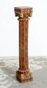 Southeast Asian Figural Painted Colum