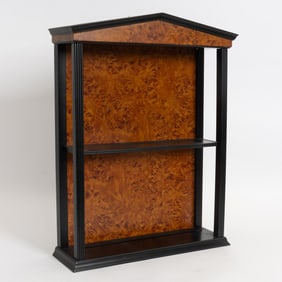 Empire Style Burlwood and Ebonized Wood Wall Shelf