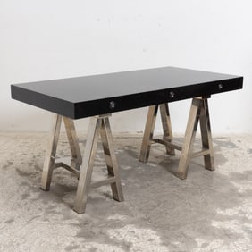 William Sonoma Lacquer and Chrome Desk