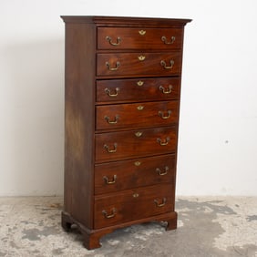 Chippendale Style Walnut Tall Chest of Drawers