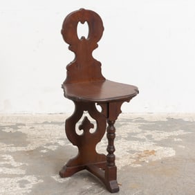 Mahogany Side Chair in the Style of an Italian Baroque Sgabello Chair