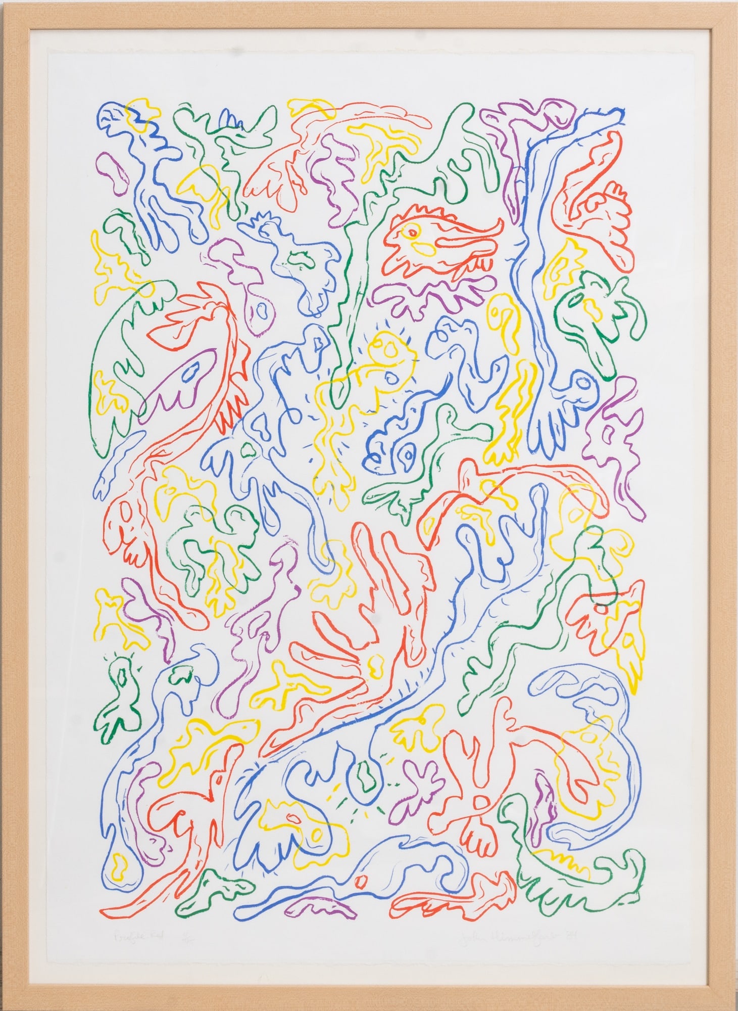 John Himmlefarb: Profile Red Screenprint Numbered 4/45 Signed in pencil and date (lr) (Sight 42" h x 30" w Overall 47 1/4" x 34 1/4") Good