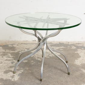 Chrome and Glass Top Breakfast Table