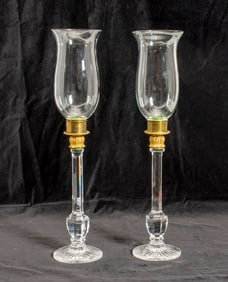 Pair of Glass and Gilt-Metal Candlesticks