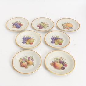 Set of Seven Porcelain Fruit Patterned Plates