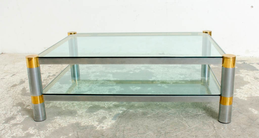 Mid Century Modern Style Chrome and Glass Two-Tier Coffee Table (1 of 8)