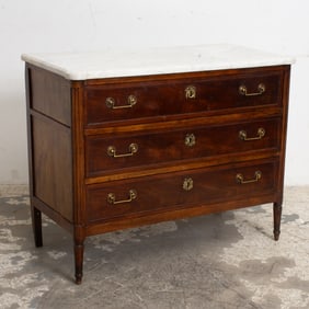 Directoire Style Walnut Marble Top Commode