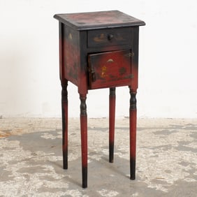 Chinoiserie Red Painted Night Stand