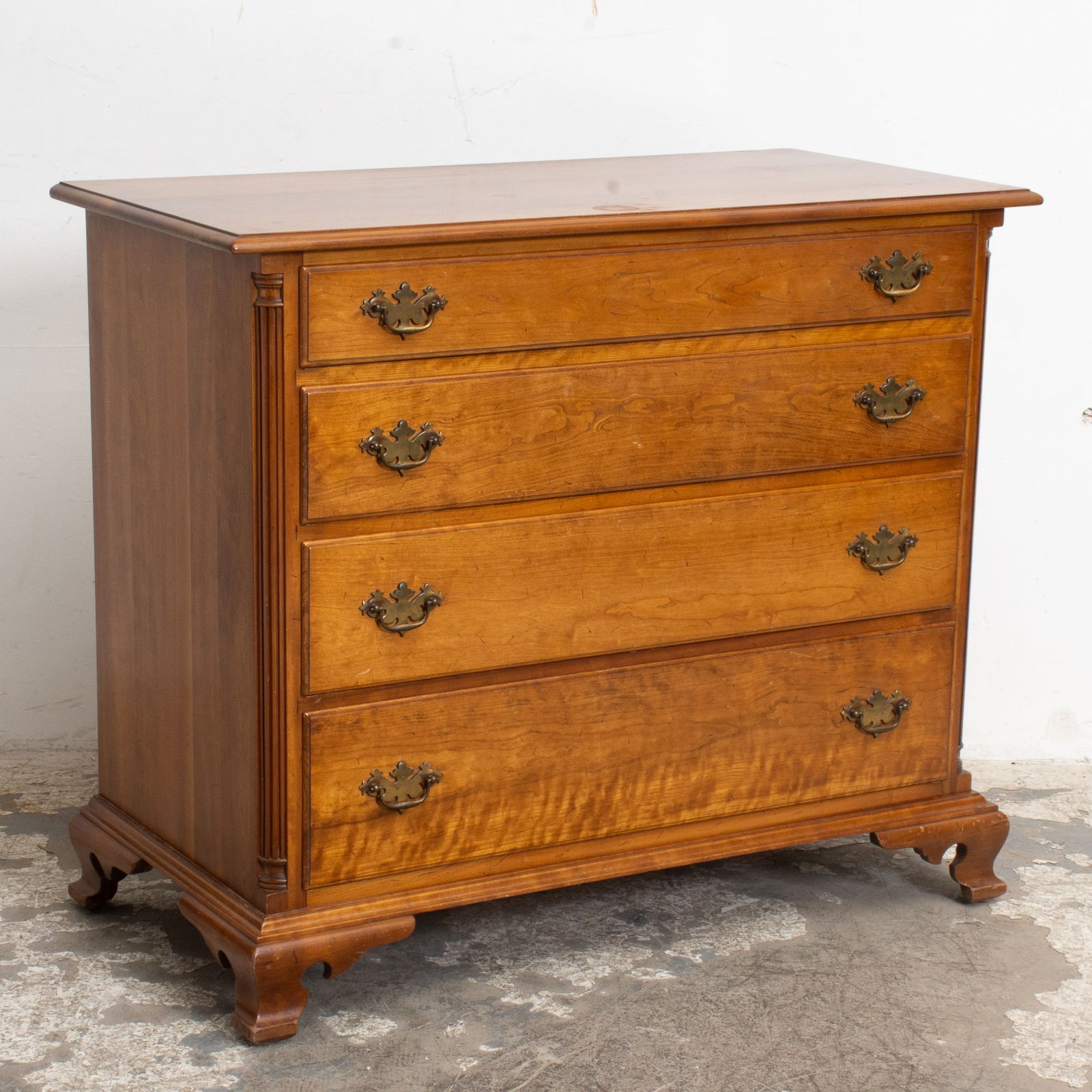 Stickley Chest of Drawers: Hathaway (37" h x 44" w x 21" d) Loss to veneer, water marks,