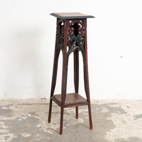 Painted Carved Wood Plant Stand