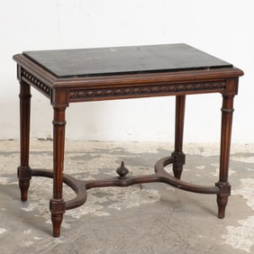Louis XVI Style Mahogany Marble Insert Low Table