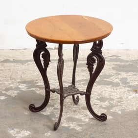 Round Low Table with Cast Iron Base