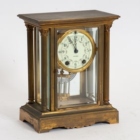 Seth Thomas Brass and Glass Mantel Clock