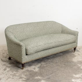 Green Leopard Pattern Upholstered Settee