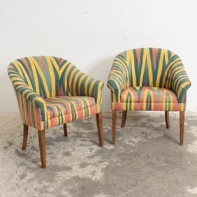 Pair of Flame Pattern Tub Chairs