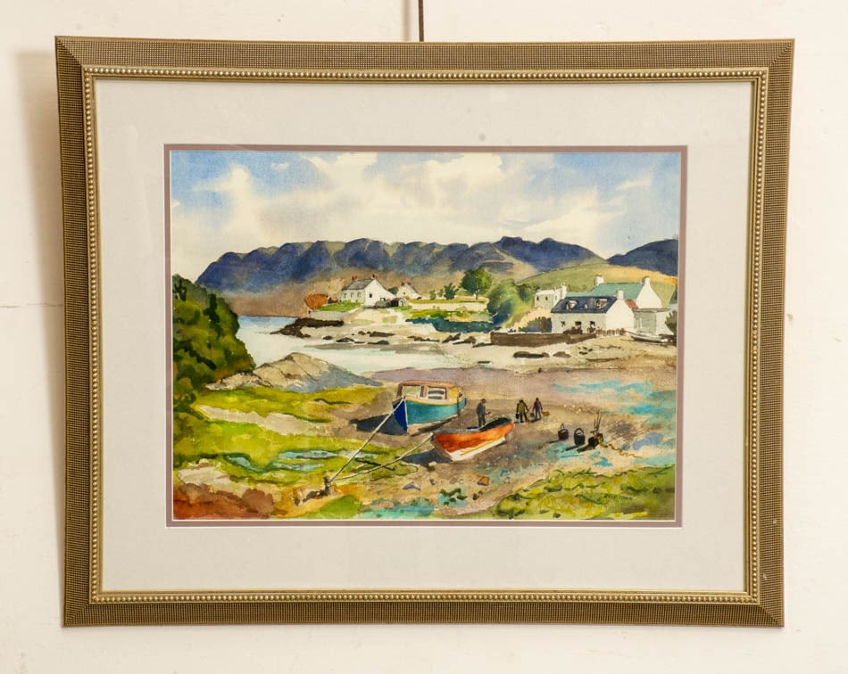 Russ Conn: American, 20th Century Coastal View Watercolor on paper Signed (lr) (Sight 14" h x 18 3/4" w Overall 22 1/4" x 27 1/4") Good