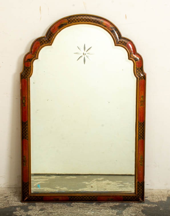 Queen Anne Style Gilt-Decorated and Painted Mirror (1 of 6)