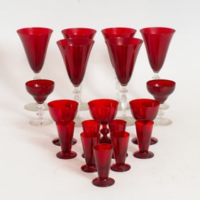 Group of Cranberry Glassware