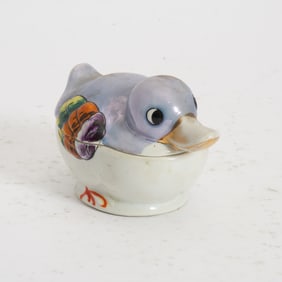Japanese Porcelain Duck Form Lidded Tray