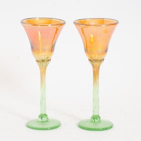 Pair of Iridescent Wine Glasses