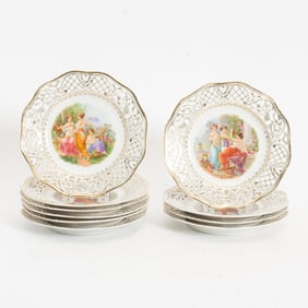 Set of Ten Porcelain Reticulated Plates
