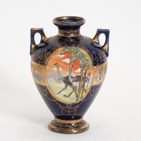 Japanese Porcelain Hand-Painted Ostrich Vase