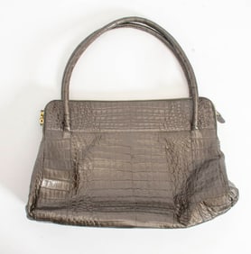 Grey Nancy Gonzales Crocodile Leather Bag