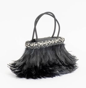 Black Feather Cocktail Bag by Barbaree